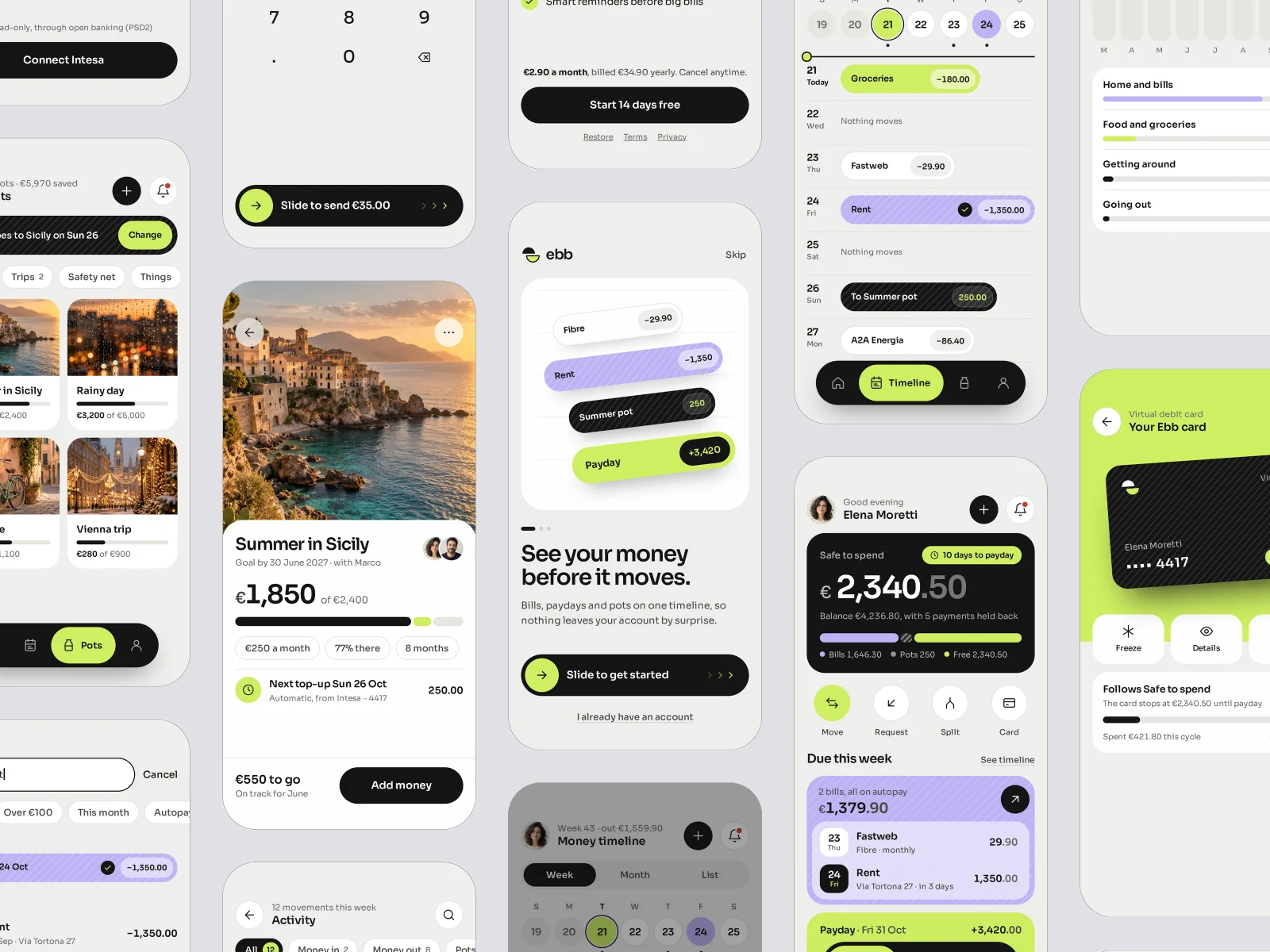 Screens overview, Ebb