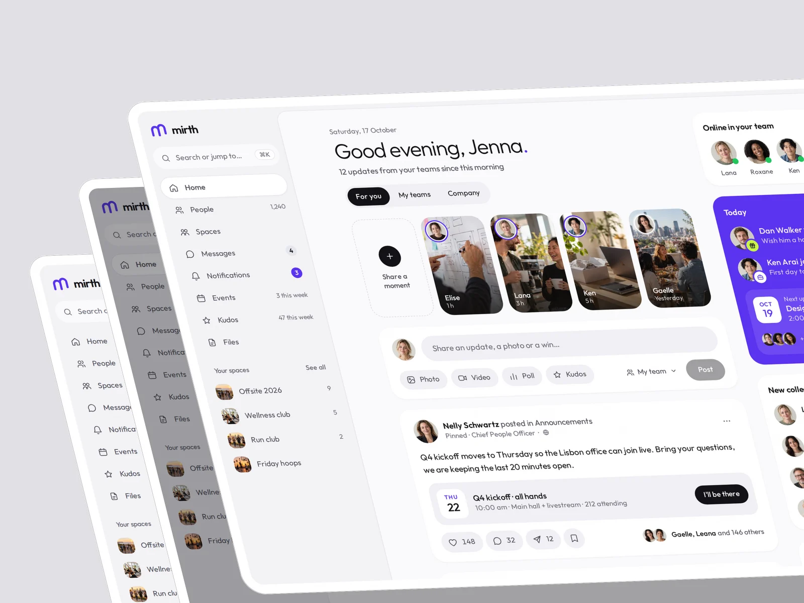 UI depth and sections, Mirth